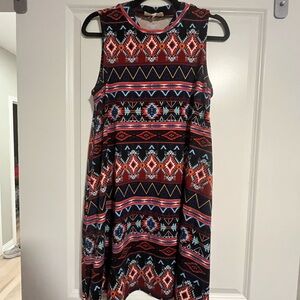 Multicolor Sleeveless Geometric Print Dress